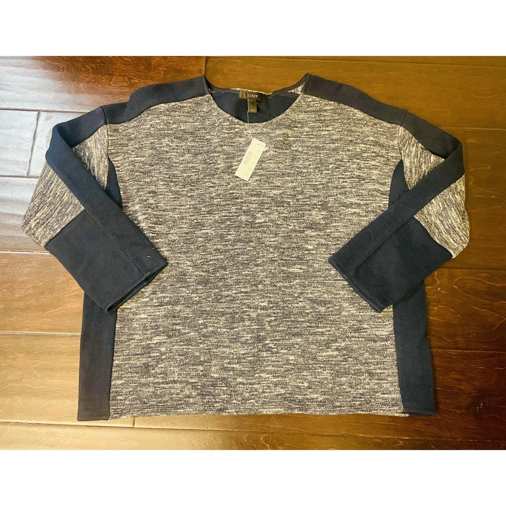 NWT Women's J. Crew Navy Blue/White Marled Pullover Sweater XS